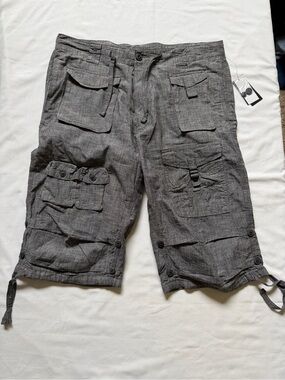 Sean John Gray Multi-Pocket Cargo Shorts